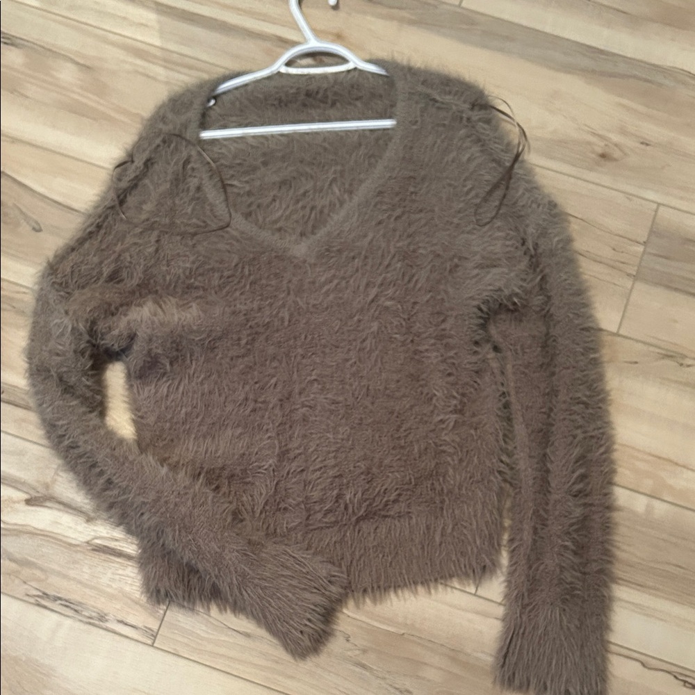 Cozy Grey Fuzzy Sweater